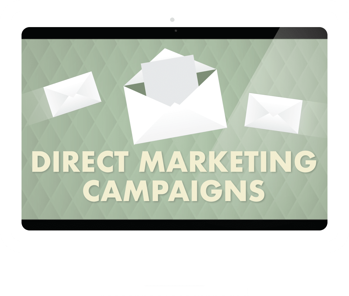 Desktop Monitor Graphic with Direct Marketing Campaigns