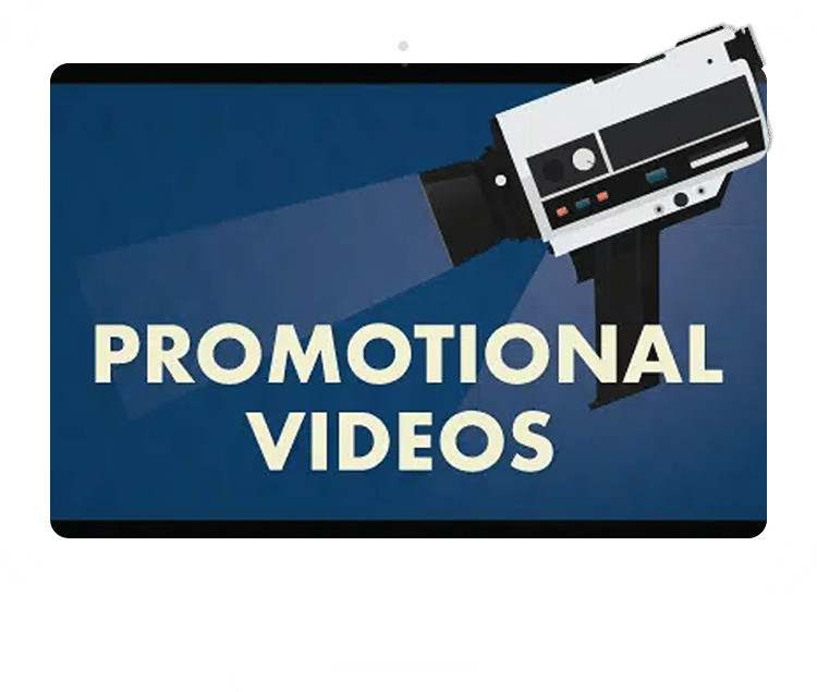 Desktop Monitor Graphic with Promotional Videos Text